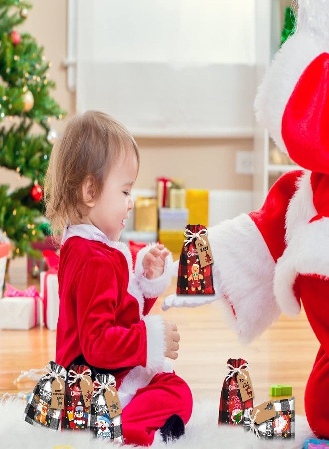 XIMISHOP أكياس هدايا من الخيش برباط، بنقشة مربعات الجاموس، من XIMISHOP، 36 قطعة - أكياس من الجوت والكتان للحلويات والهدايا مع بطاقات، مثالية لتوزيعات عيد الميلاد - Image 5